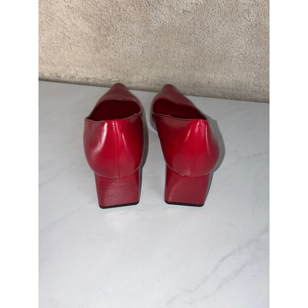 Zara Red Block Heel Pumps - 36 - Pointed Toe Minimalist Chic Retro - Picture 3 of 8